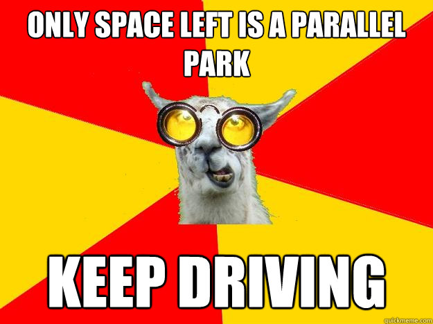 Only space left is a parallel park Keep driving  Learner Driver Llama