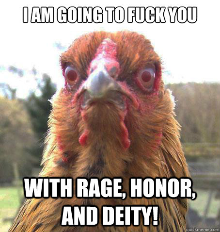 I am going to fuck you with rage, honor, and deity!  RageChicken