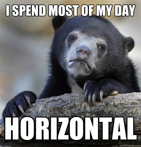 i spend most of my day horizontal - i spend most of my day horizontal  Confession Bear