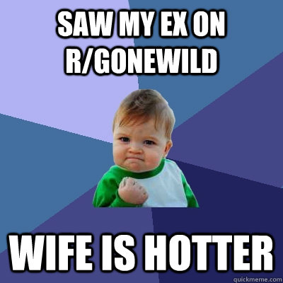 saw my ex on r/gonewild wife is hotter  Success Kid