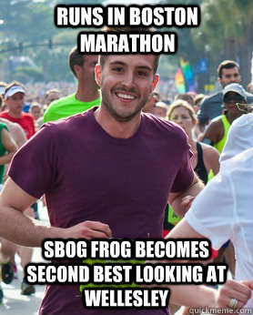 Runs in boston marathon sbog frog becomes second best looking at wellesley  Ridiculously photogenic guy