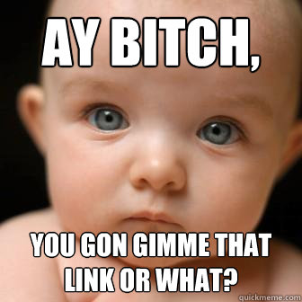 Ay Bitch, You gon gimme that link or what?  Serious Baby