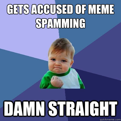 Gets Accused of Meme Spamming Damn Straight - Gets Accused of Meme Spamming Damn Straight  Success Kid