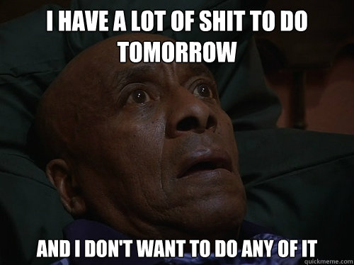 i have a lot of shit to do tomorrow and i don't want to do any of it  Bedtime Realizations