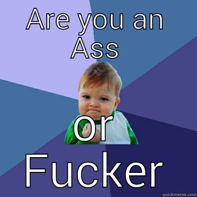 ARE YOU AN ASS OR FUCKER Success Kid