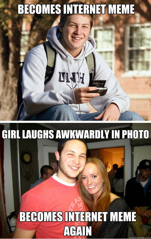 Becomes internet meme Becomes internet meme again Girl laughs awkwardly in photo  1 month later