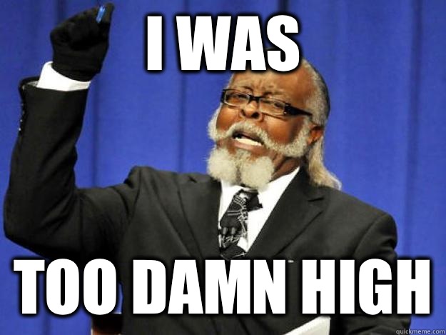 I was too damn high  Toodamnhigh