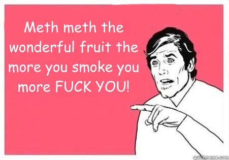 Meth meth the wonderful fruit the more you smoke you more FUCK YOU!  Meth meme