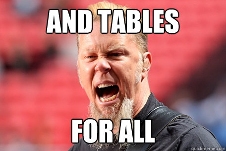 AND TABLES FOR ALL  I AM THE TABLE - James Hetfield