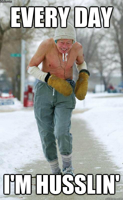 Every day i'm husslin'  jovial asian jogger