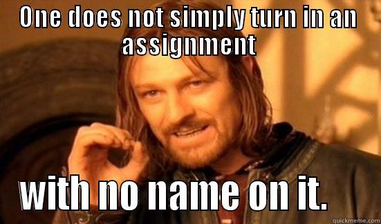 ONE DOES NOT SIMPLY TURN IN AN ASSIGNMENT WITH NO NAME ON IT.     Boromir