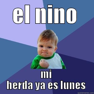 EL NINO MI HERDA YA ES LUNES Success Kid