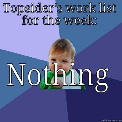 TOPSIDER'S WORK LIST FOR THE WEEK: NOTHING Success Kid