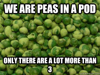 we are peas in a pod only there are a lot more than 3  wasabi peas