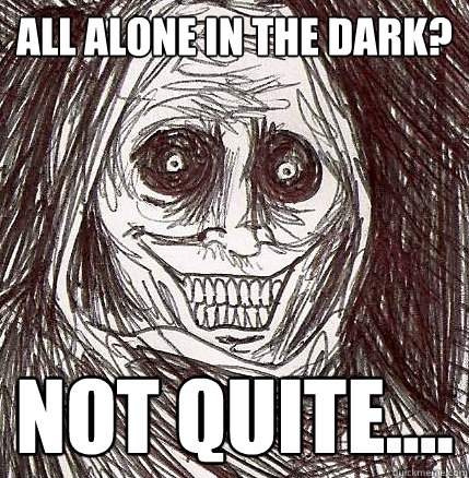 All alone in the dark? Not quite.... - All alone in the dark? Not quite....  Horrifying Houseguest