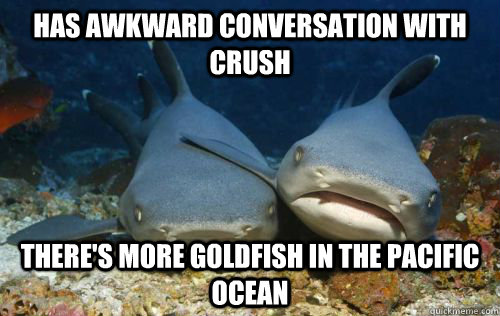 Has awkward Conversation with crush there's more goldfish in the pacific ocean   Compassionate Shark Friend