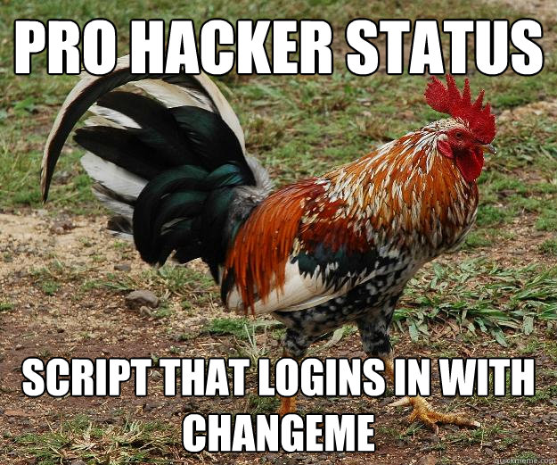 Pro Hacker Status Script that logins in with changeme - Pro Hacker Status Script that logins in with changeme  Red Team Rooster