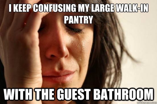 I keep confusing my large walk-in pantry with the guest bathroom  First World Problems