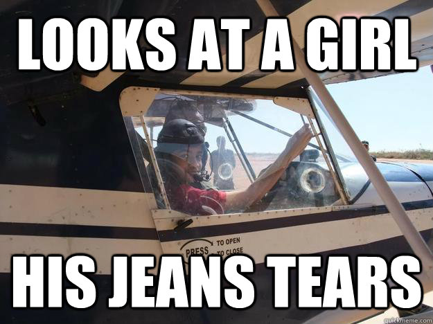 looks at a girl his jeans tears  