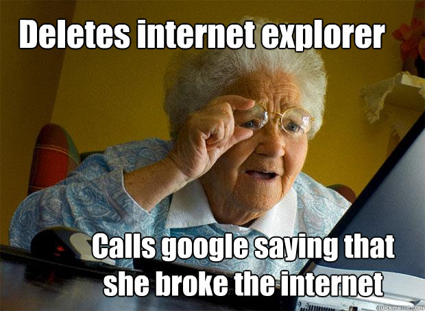 Deletes internet explorer Calls google saying that she broke the internet  Grandma finds the Internet