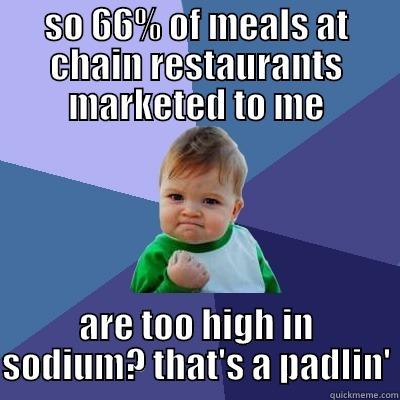 SO 66% OF MEALS AT CHAIN RESTAURANTS MARKETED TO ME ARE TOO HIGH IN SODIUM? THAT'S A PADLIN' Success Kid