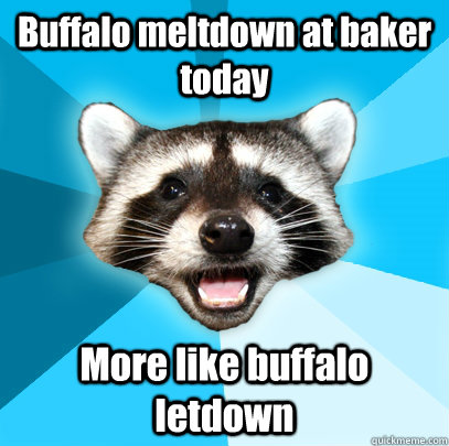 Buffalo meltdown at baker today More like buffalo letdown   Lame Pun Coon