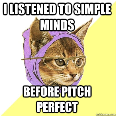 I listened to Simple minds   before Pitch perfect  Hipster Kitty