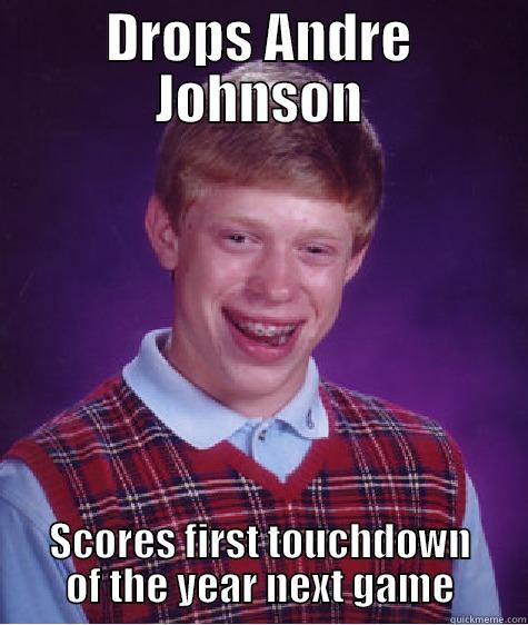DROPS ANDRE JOHNSON SCORES FIRST TOUCHDOWN OF THE YEAR NEXT GAME Bad Luck Brian