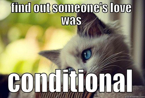 FIND OUT SOMEONE'S LOVE WAS CONDITIONAL First World Problems Cat