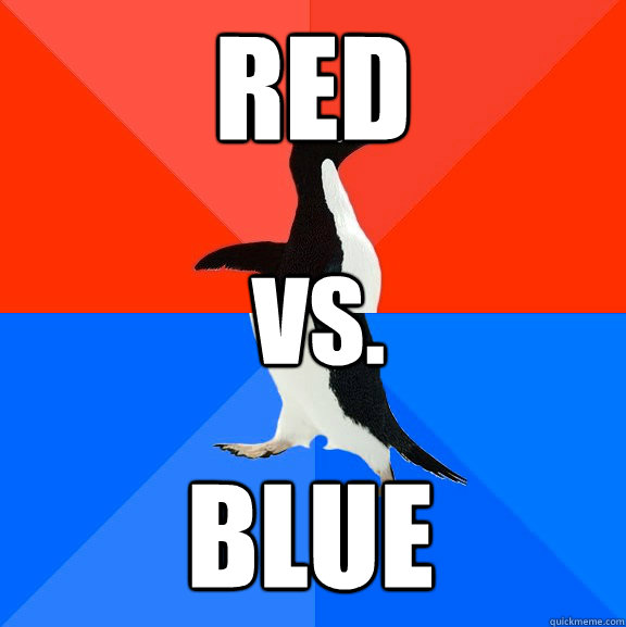 red vs. blue  Socially Awesome Awkward Penguin
