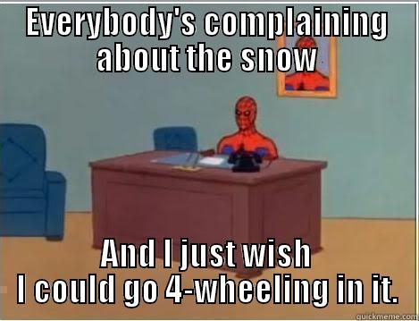 EVERYBODY'S COMPLAINING ABOUT THE SNOW AND I JUST WISH I COULD GO 4-WHEELING IN IT. Spiderman Desk