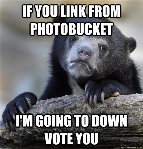 If you link from photobucket I'm going to down vote you  Confession Bear