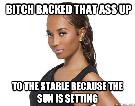  bitch backed that ass up to the stable because the sun is setting  Successful Black Woman