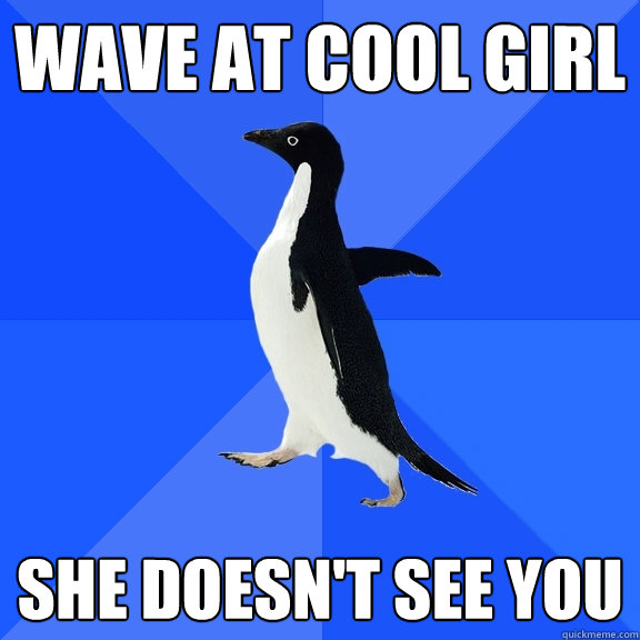 WAVE AT COOL GIRL SHE DOESN'T SEE YOU  Socially Awkward Penguin
