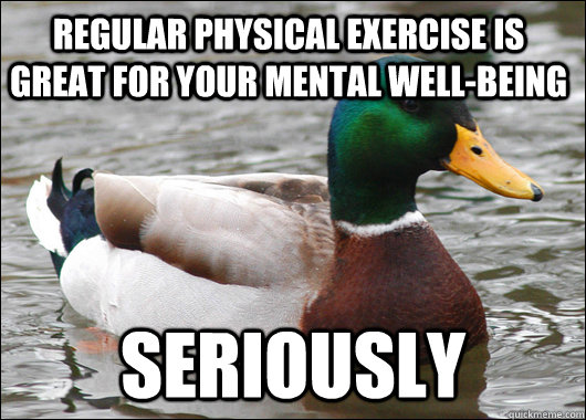 regular physical exercise is great for your mental well-being seriously - regular physical exercise is great for your mental well-being seriously  Actual Advice Mallard