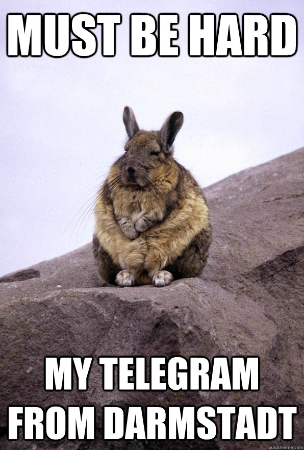must be hard my telegram from darmstadt  Wise Wondering Viscacha