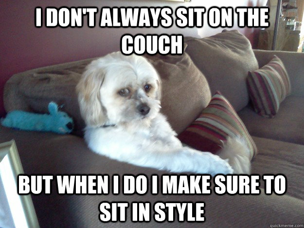 I don't always sit on the couch But when I do I make sure to sit in style  