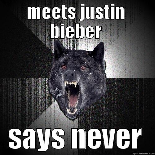 MEETS JUSTIN BIEBER SAYS NEVER Insanity Wolf