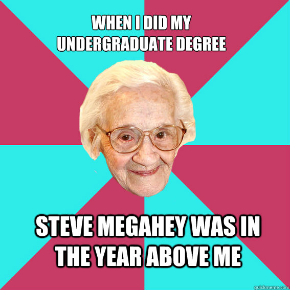 when i did my undergraduate degree steve megahey was in the year above me - when i did my undergraduate degree steve megahey was in the year above me  Troll Old Lady
