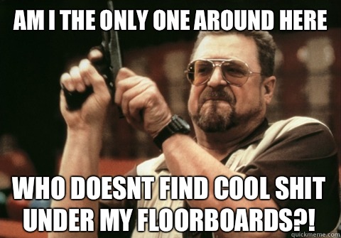 Am I the only one around here who doesnt find cool shit under my floorboards?! - Am I the only one around here who doesnt find cool shit under my floorboards?!  Am I the only one