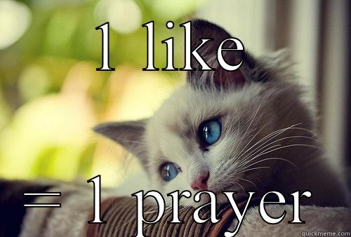 1 LIKE = 1 PRAYER First World Problems Cat
