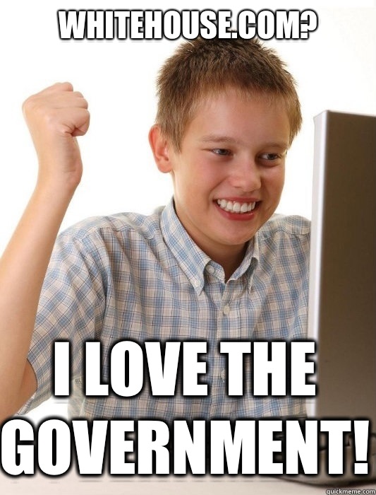 Whitehouse.com? I love the Government!  First Day on the Internet Kid
