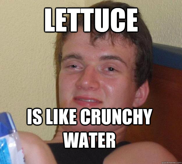 lettuce is like crunchy water   10 Guy