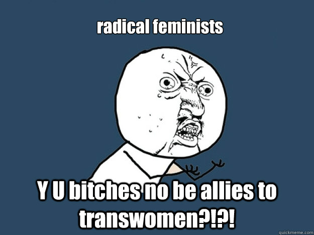 radical feminists Y U bitches no be allies to transwomen?!?!  