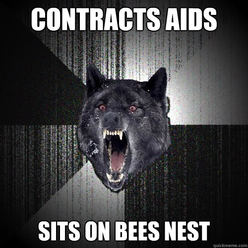 Contracts AIDS sits on bees nest  insanitywolf