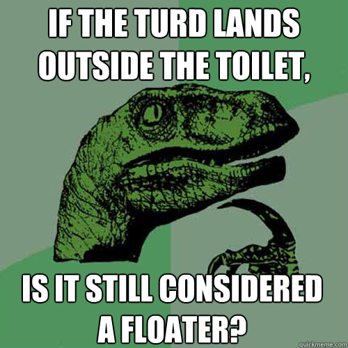 if the turd lands outside the toilet, is it still considered a floater? - if the turd lands outside the toilet, is it still considered a floater?  Philosoraptor