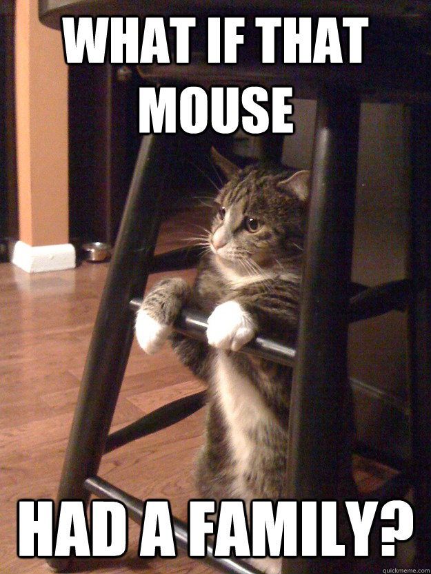 What if that mouse had a family? - What if that mouse had a family?  Contemplative Cat