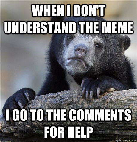 When I don't understand the meme I go to the comments for help  Confession Bear