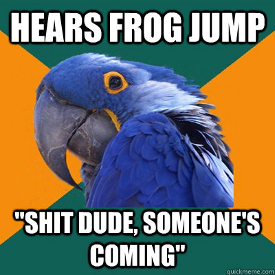 Hears frog jump 