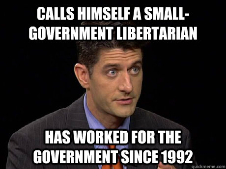 calls himself a small-government libertarian has worked for the government since 1992  